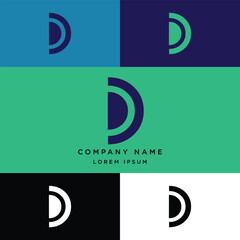 D letter logo template vector with color palette, suitable for company logo and other