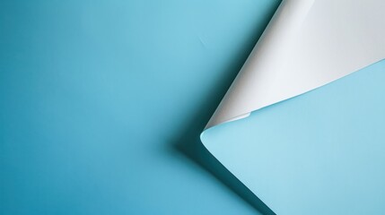  a close up of a sheet of paper on a blue background with a white corner on the left side of the image.