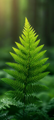 Fototapeta na wymiar Glossy fern fronds, vibrant close - up. spring concept. 