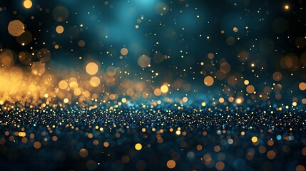 Background of abstract glitter lights, bokeh, blured. blue, gold and black. de focused. banner background - obrazy, fototapety, plakaty