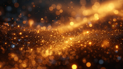 Golden christmas particles and sprinkles for a holiday celebration. 