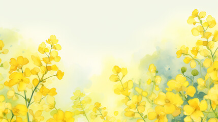 美しい春の菜の花のバナー用背景イラスト