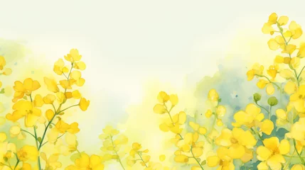  美しい春の菜の花のバナー用背景イラスト © Hanako ITO