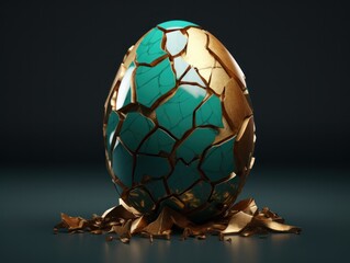 Clean 3D rendering of a cracked Easter egg