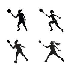 badminton player silhouette collection