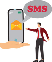 Short message, mobile phone received text message, Businessman