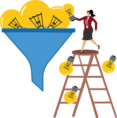 Businesswoman, Discarded light bulb, light bulb falling from the sky