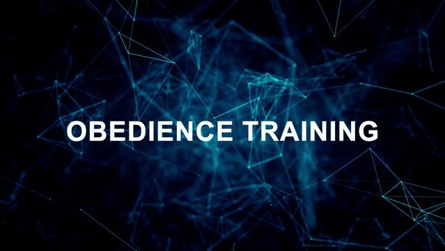 Animated futuristic texts about Dog Training Classes, dog trainer and obedience training services