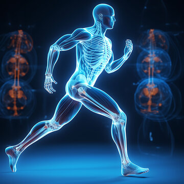 Joint pain or injury while running. Xray of training athlete with sport accident