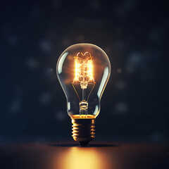 One of Lightbulb glowing among shutdown light bulb in dark area with copy space for creative thinking , problem solving solution and outstanding concept by 4k - obrazy, fototapety, plakaty
