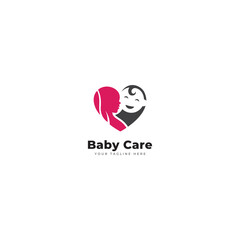 Mother and baby icon logo design vector template.