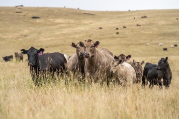 cow portrait in a field on a farm herd of cows