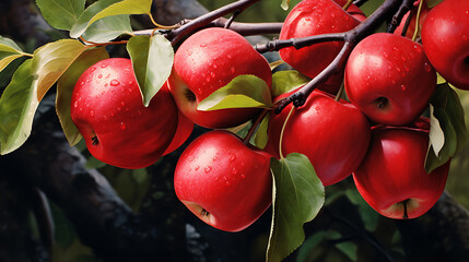 Red apples on the tree