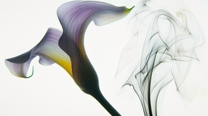  a close up of a flower with smoke coming out of it's petals and the back of it's petals.