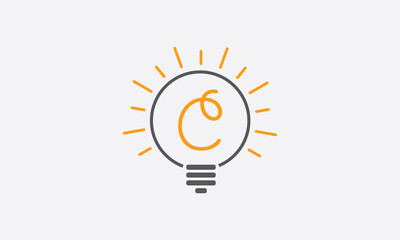 Bulb logo and Electricity fiber icon. Idea icon Letter design and bulb logo. Idea bulb symbol