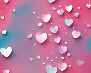 Abstract neon background, pattern with hearts.	