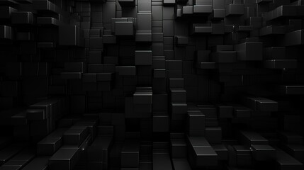 Abstract 3D black cubes background. Created with Ai