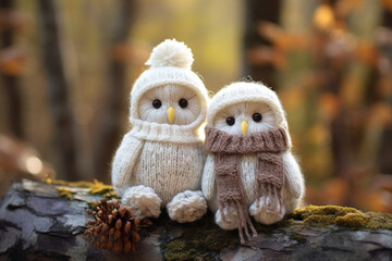 handmade knitted owl baby toy 