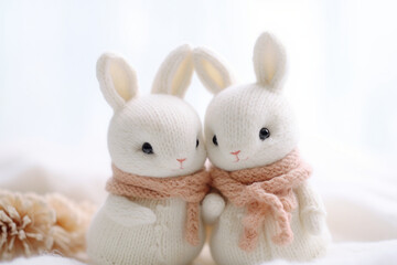 handmade knitted bunny, rabbit toy