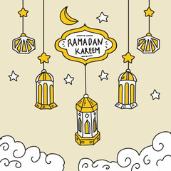 Hand drawn ramadan kareem celebration vector EPS 10