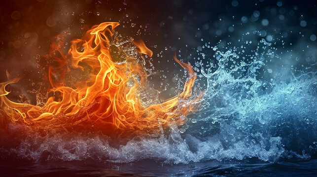 Fire Clashing With Water Concept Background