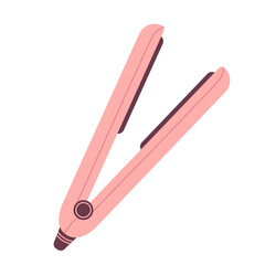 Pink hair curler. hair straightener. Styling device on white background