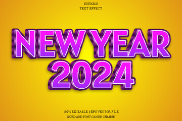 New Year 2024 Editable Text Effect Emboss Gradient Style