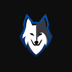 wolf head flat logo design