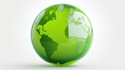 Green Earth day, earth on white background