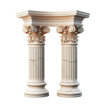 Greek column arc with a classic double color scheme isolated on transparent background