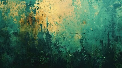  a painting of green, yellow, and yellow paint on a green, yellow, yellow, and black background.