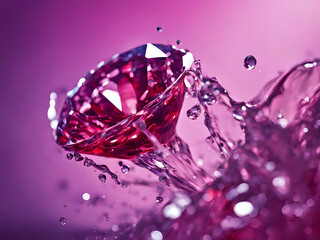 Fototapeta premium roter Robin mit Wasser umspielt