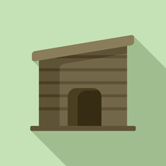 Old dog house icon flat vector. Covering outdoor. Canine cabin home