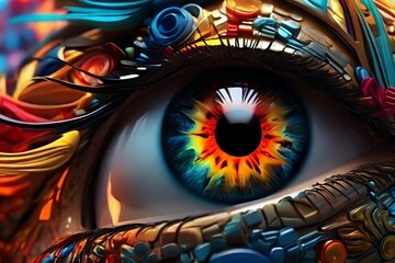 A vibrant eye design Generative AI - obrazy, fototapety, plakaty
