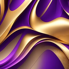 Abstract Background with 3D Wave Bright Gold and Purple Gradient Silk Fabric Ai generated 