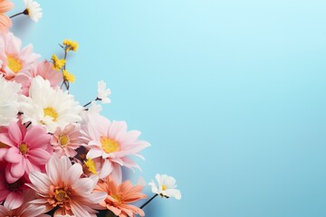 composition of colorful blooms with copy space minimalist theme background generative ai