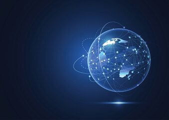 Global network connection. World map point and line composition concept of global business. Vector Illustration