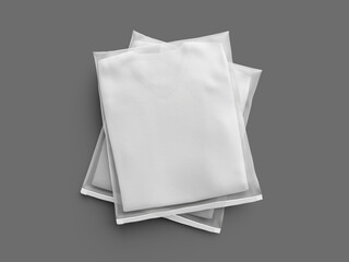 Flat Lay White Blank Zip Bag 3D Mockup with T-Shirt Inside