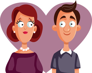 Smiling Adult Couple Feeling in love Vector Cartoon Illustration. Happy husband and wife starting a romantic relationship
