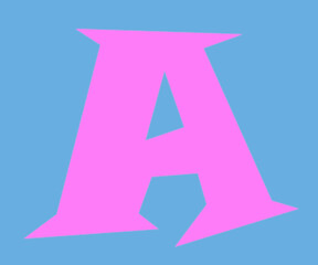  A, in pink with blue background..