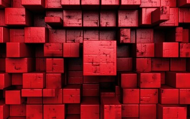 Abstract image of cubes background in red. Generative AI