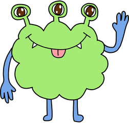 Monster Characters. Alian Characters. Isolated icon on transparent background