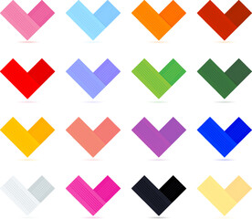 16 Colors  Origami -Paper-Heart Vector Set