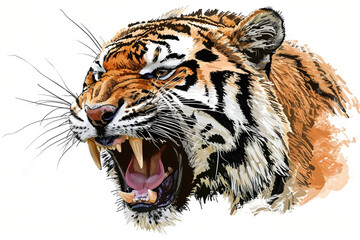 draw a tiger scribble style