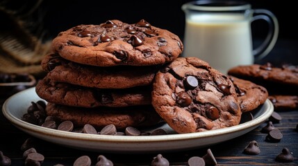 Delicious Chocolate Cookies With Chocolate Chips