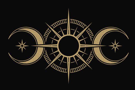 mysterious golden magical circle vector design
