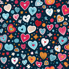 Whimsical Doodle Love Heart Pattern