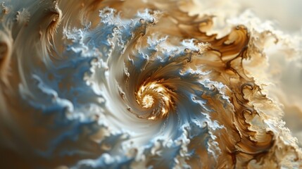  a close up of a swirl in the middle of a picture with a brown and blue swirl in the middle of the picture.