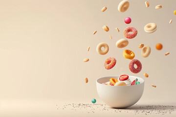 Food flying, product advertisement 3d product showcase