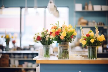 fresh floral arrangements at a florists shop